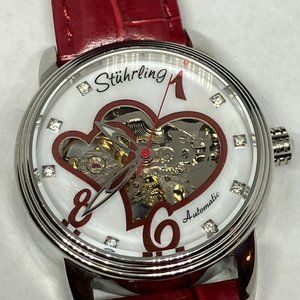 Stuhrling Venus Victrix SS Automatic Heart Skeleton Ladies Watch needs band